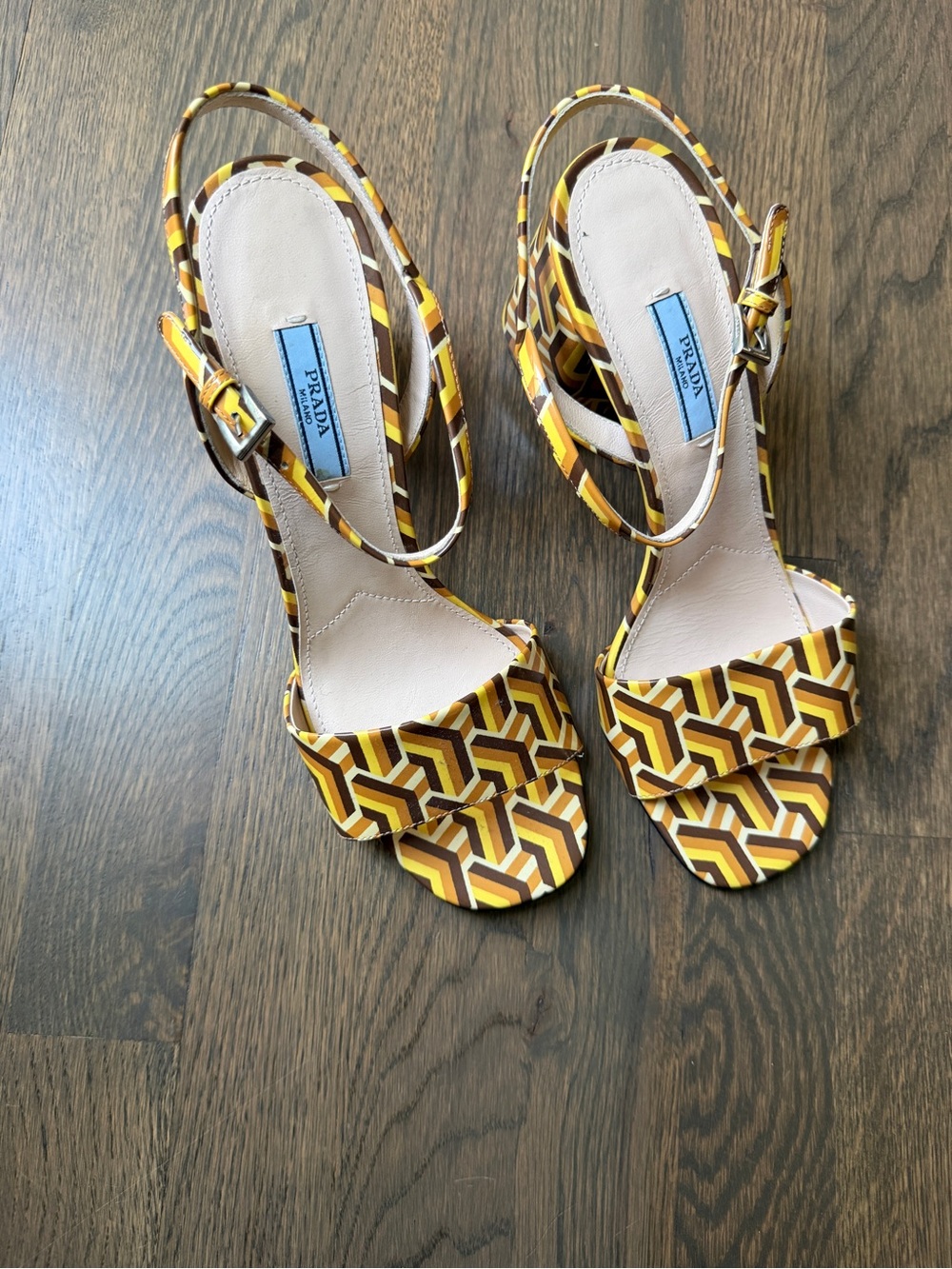 Prada Optical Print Patent Leather Sandals - Picture 7 of 9